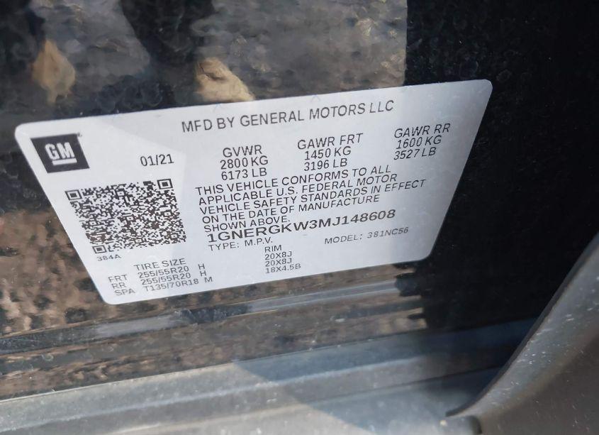 Photo 9 of 2021 Chevrolet Traverse FWD LT CLOTH (VIN 1GNERGKW3MJ148608)