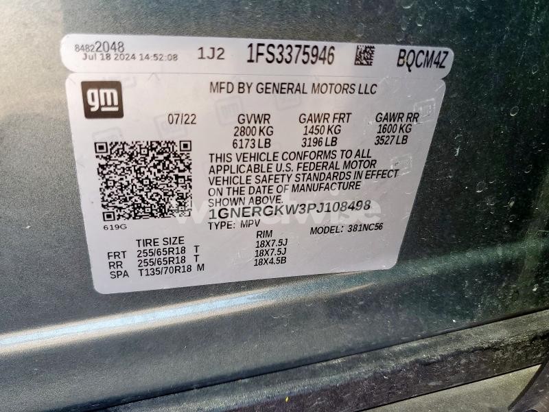 Photo 10 of 2023 CHEVROLET TRAVERSE LT (VIN 1GNERGKW3PJ108498)