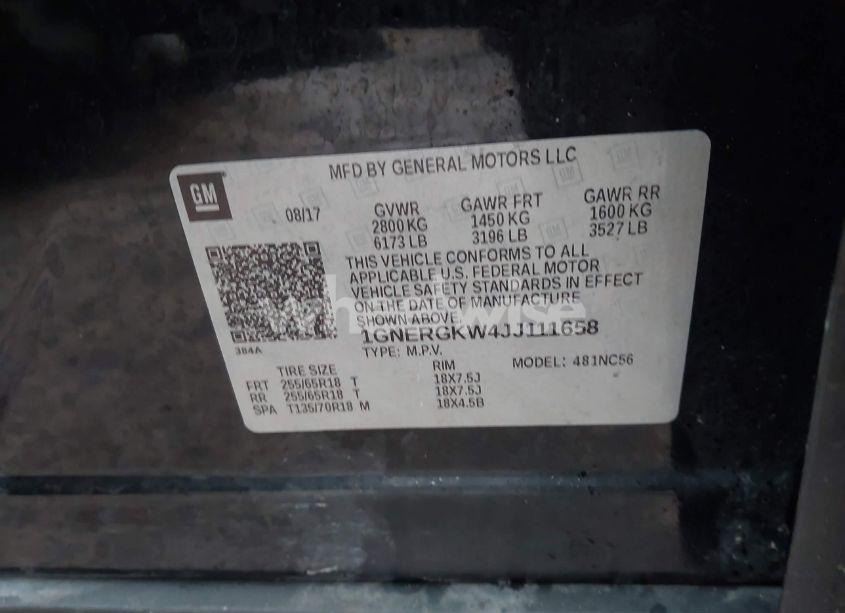 Photo 9 of 2018 Chevrolet Traverse 1LT (VIN 1GNERGKW4JJ111658)