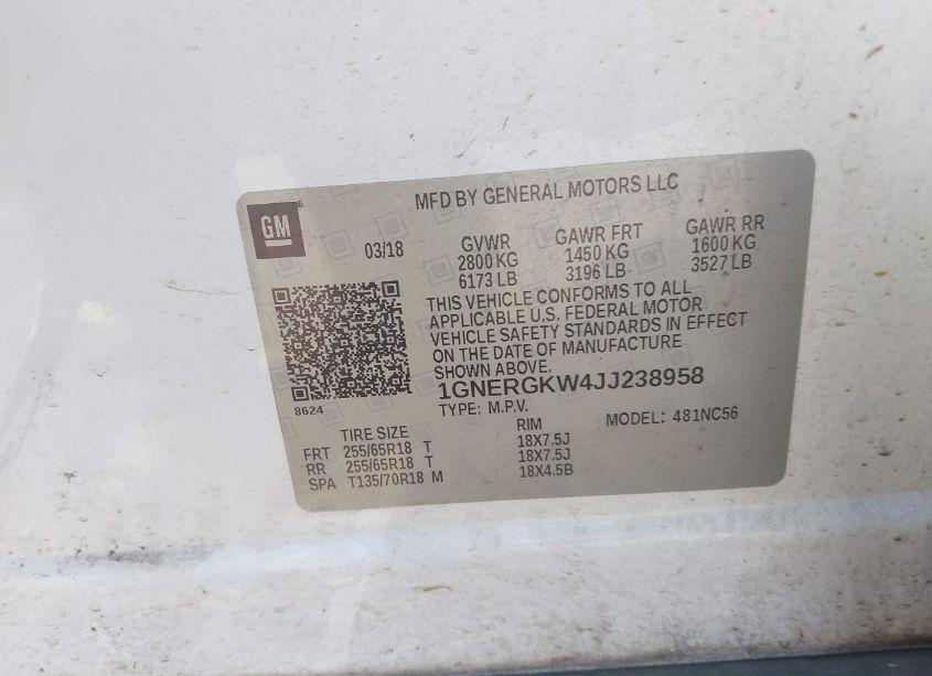 Photo 9 of 2018 Chevrolet Traverse 1LT (VIN 1GNERGKW4JJ238958)