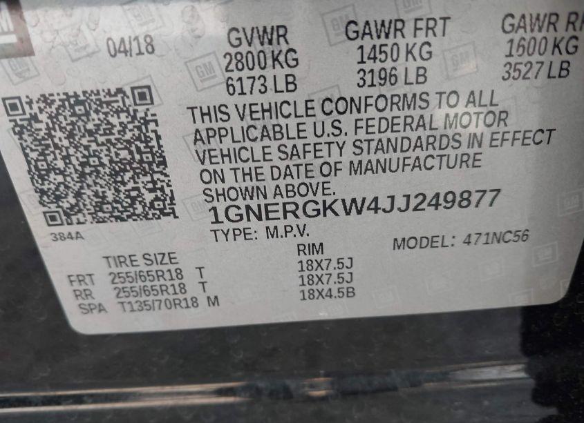 Photo 9 of 2018 Chevrolet Traverse 1LT (VIN 1GNERGKW4JJ249877)