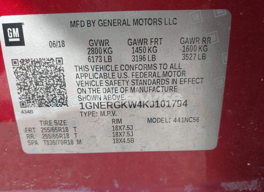 Photo 9 of 2019 Chevrolet Traverse 1LT (VIN 1GNERGKW4KJ101794)