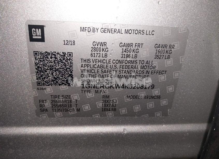 Photo 9 of 2019 Chevrolet Traverse 1LT (VIN 1GNERGKW4KJ208179)