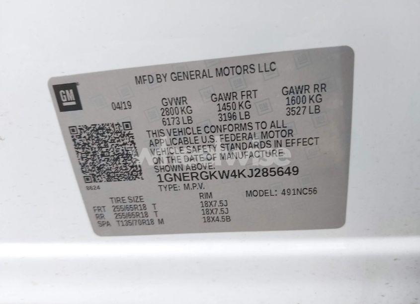 Photo 9 of 2019 Chevrolet Traverse 1LT (VIN 1GNERGKW4KJ285649)