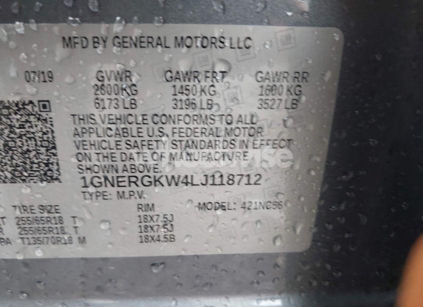 Photo 9 of 2020 Chevrolet Traverse FWD LT CLOTH (VIN 1GNERGKW4LJ118712)