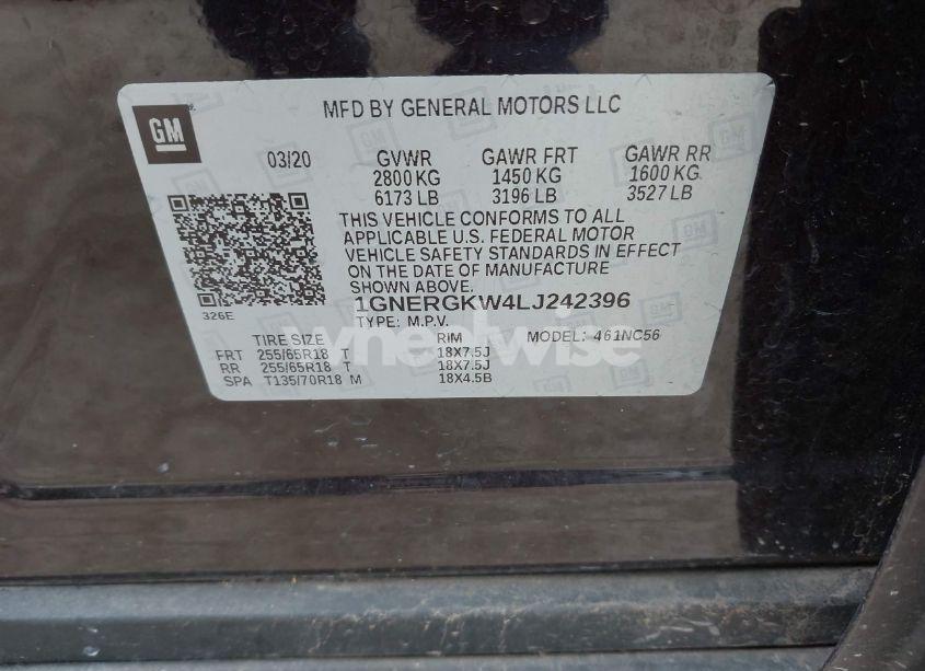 Photo 9 of 2020 Chevrolet Traverse FWD LT CLOTH (VIN 1GNERGKW4LJ242396)