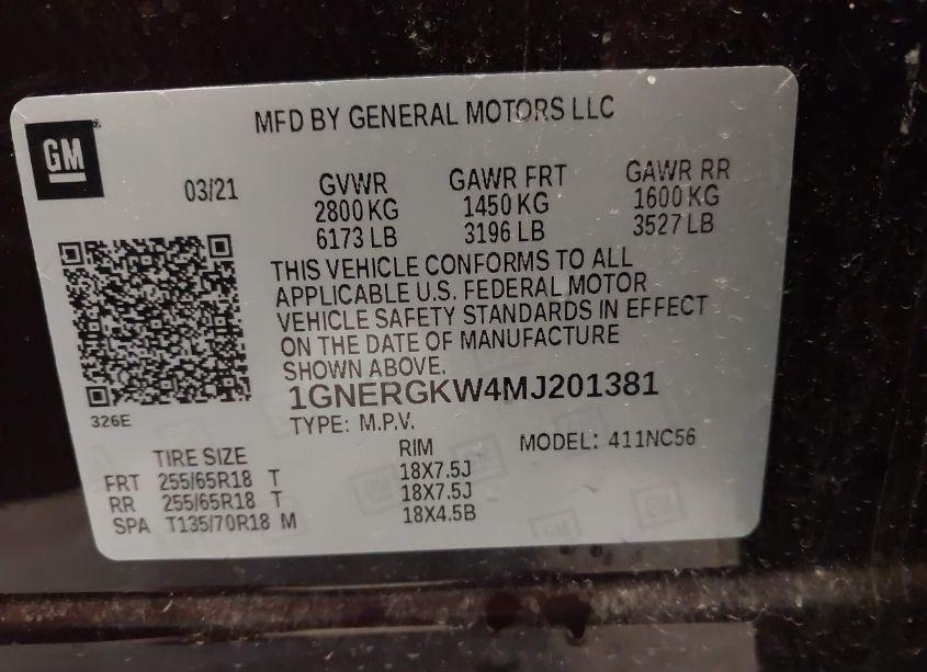 Photo 9 of 2021 Chevrolet Traverse FWD LT CLOTH (VIN 1GNERGKW4MJ201381)