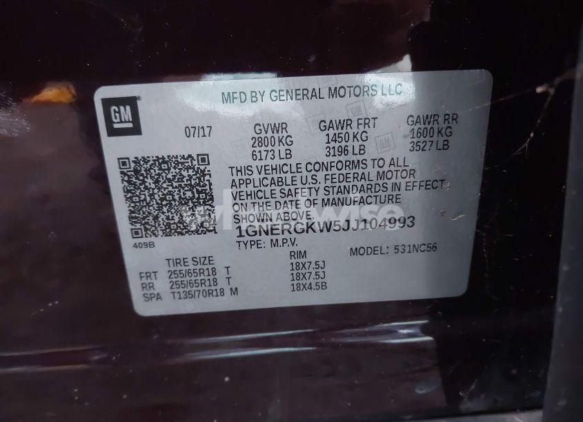 Photo 9 of 2018 Chevrolet Traverse 1LT (VIN 1GNERGKW5JJ104993)