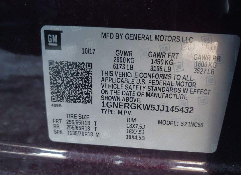 Photo 9 of 2018 Chevrolet Traverse 1LT (VIN 1GNERGKW5JJ145432)