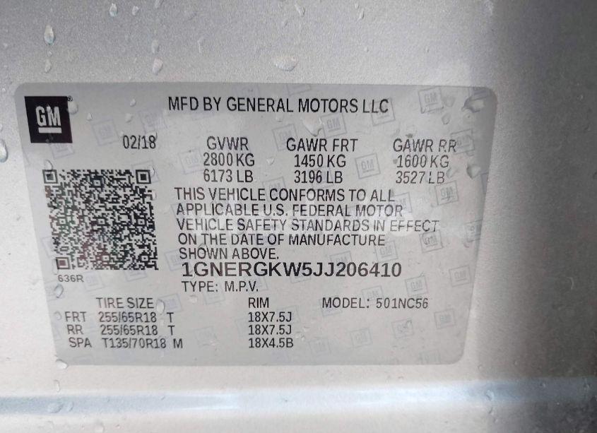 Photo 9 of 2018 Chevrolet Traverse 1LT (VIN 1GNERGKW5JJ206410)