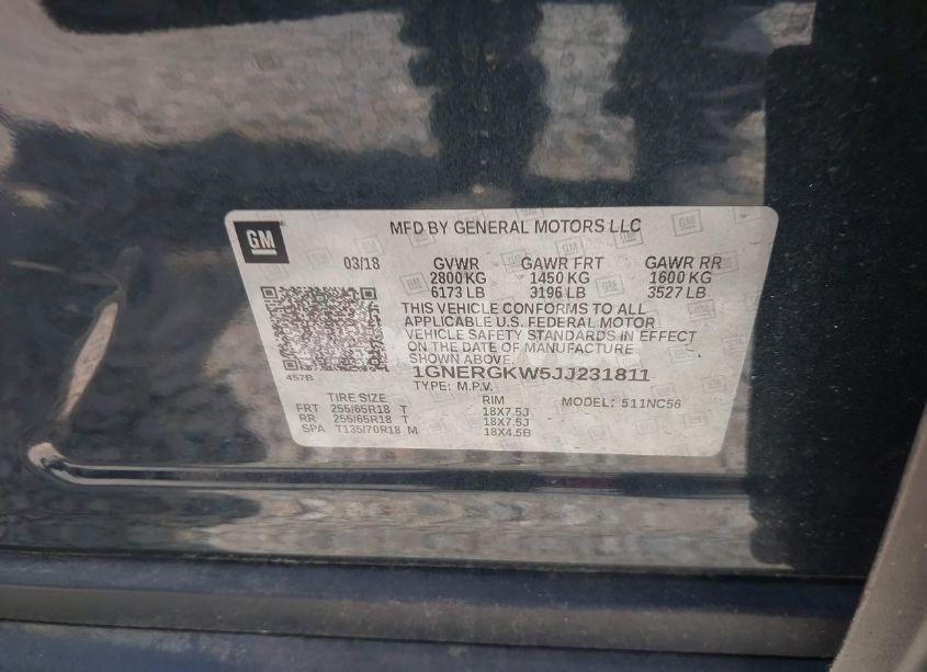 Photo 9 of 2018 Chevrolet Traverse 1LT (VIN 1GNERGKW5JJ231811)