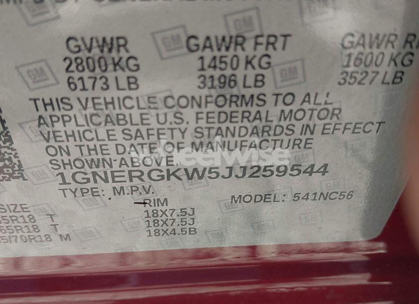 Photo 9 of 2018 Chevrolet Traverse 1LT (VIN 1GNERGKW5JJ259544)