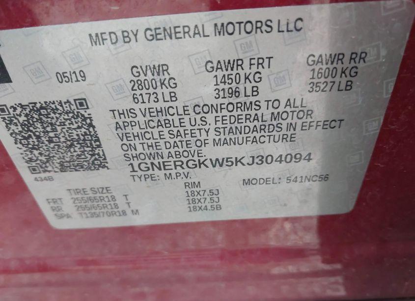 Photo 9 of 2019 Chevrolet Traverse 1LT (VIN 1GNERGKW5KJ304094)