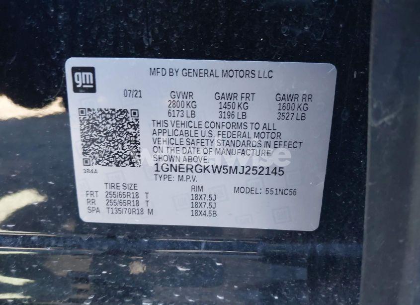 Photo 9 of 2021 Chevrolet Traverse FWD LT CLOTH (VIN 1GNERGKW5MJ252145)