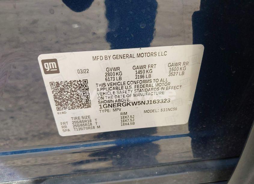 Photo 9 of 2022 Chevrolet Traverse FWD LT CLOTH (VIN 1GNERGKW5NJ163323)