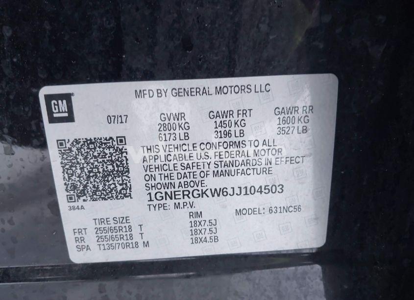 Photo 9 of 2018 Chevrolet Traverse 1LT (VIN 1GNERGKW6JJ104503)