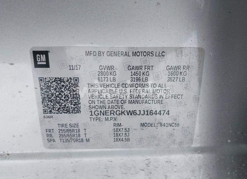 Photo 9 of 2018 Chevrolet Traverse 1LT (VIN 1GNERGKW6JJ164474)