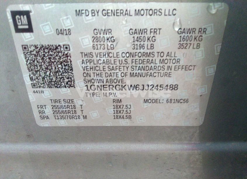 Photo 9 of 2018 Chevrolet Traverse 1LT (VIN 1GNERGKW6JJ245488)