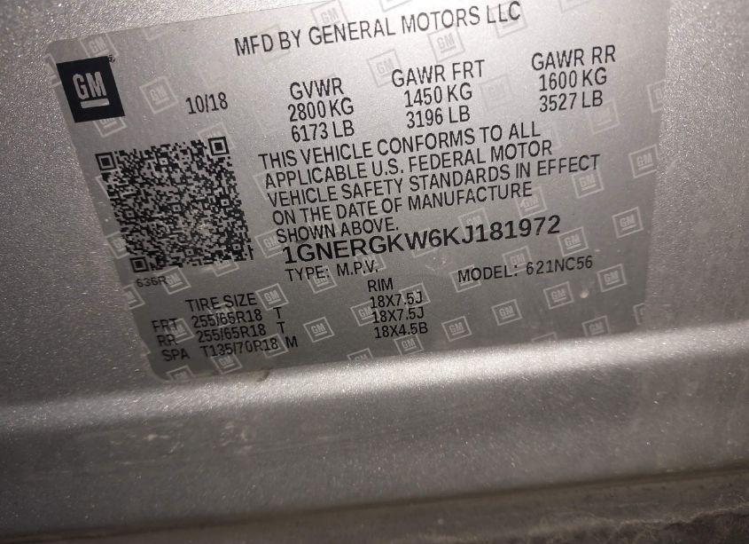 Photo 9 of 2019 Chevrolet Traverse 1LT (VIN 1GNERGKW6KJ181972)