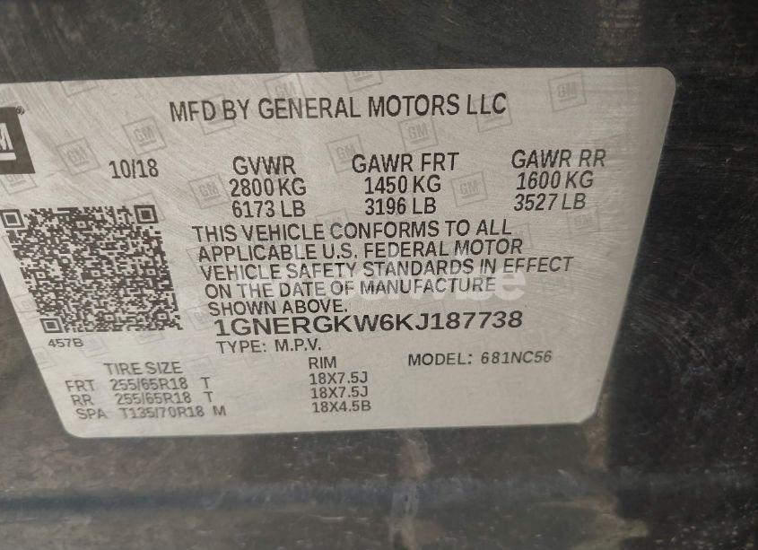 Photo 9 of 2019 Chevrolet Traverse 1LT (VIN 1GNERGKW6KJ187738)