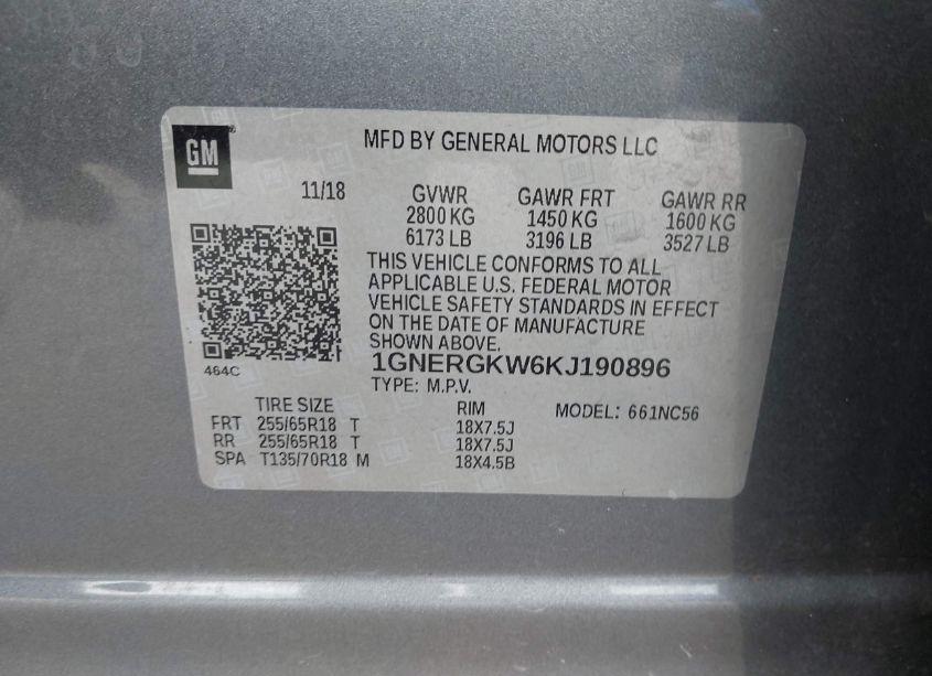 Photo 9 of 2019 Chevrolet Traverse 1LT (VIN 1GNERGKW6KJ190896)