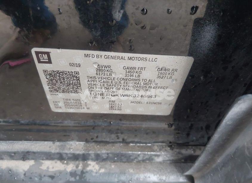 Photo 9 of 2019 Chevrolet Traverse 1LT (VIN 1GNERGKW6KJ246643)