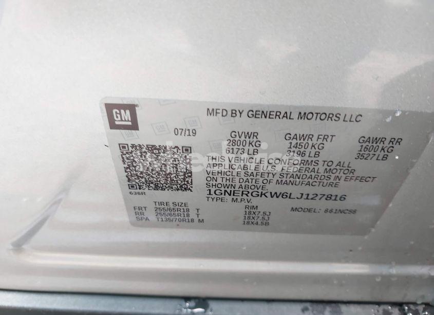 Photo 9 of 2020 Chevrolet Traverse FWD LT CLOTH (VIN 1GNERGKW6LJ127816)