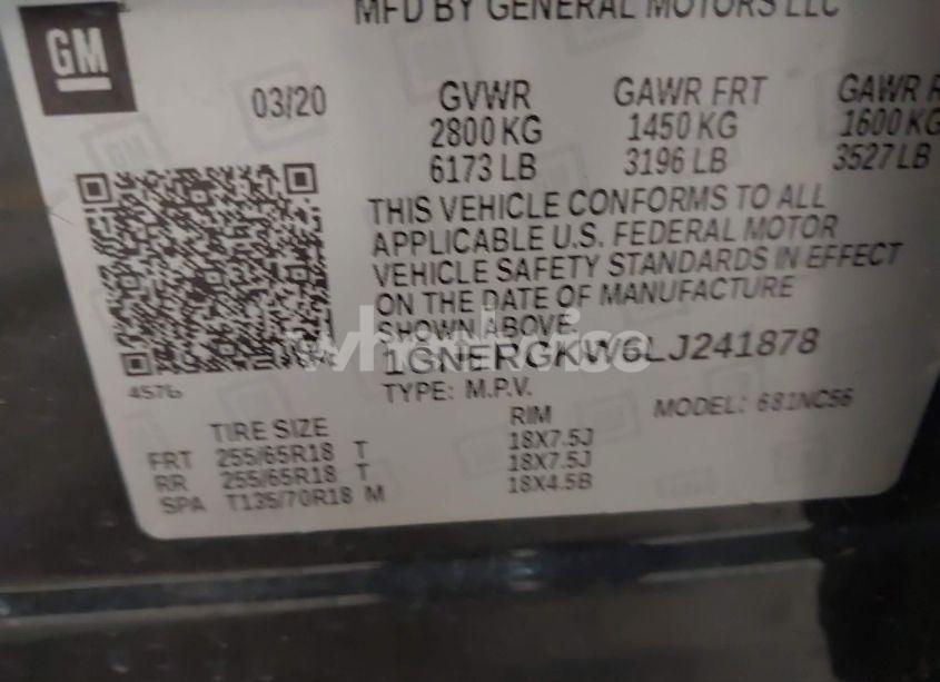 Photo 9 of 2020 Chevrolet Traverse FWD LT CLOTH (VIN 1GNERGKW6LJ241878)