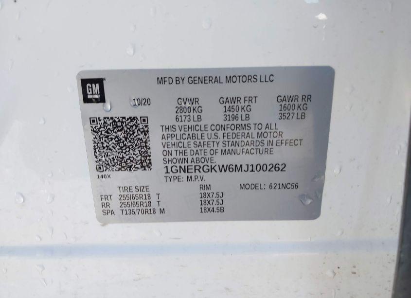 Photo 9 of 2021 Chevrolet Traverse FWD LT CLOTH (VIN 1GNERGKW6MJ100262)