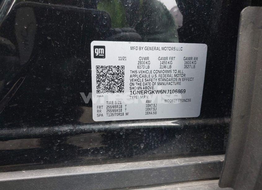 Photo 9 of 2022 Chevrolet Traverse FWD LT CLOTH (VIN 1GNERGKW6NJ106869)