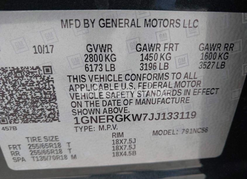 Photo 9 of 2018 Chevrolet Traverse 1LT (VIN 1GNERGKW7JJ133119)