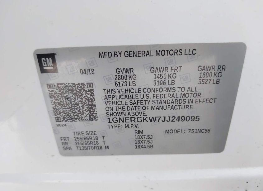 Photo 9 of 2018 Chevrolet Traverse 1LT (VIN 1GNERGKW7JJ249095)