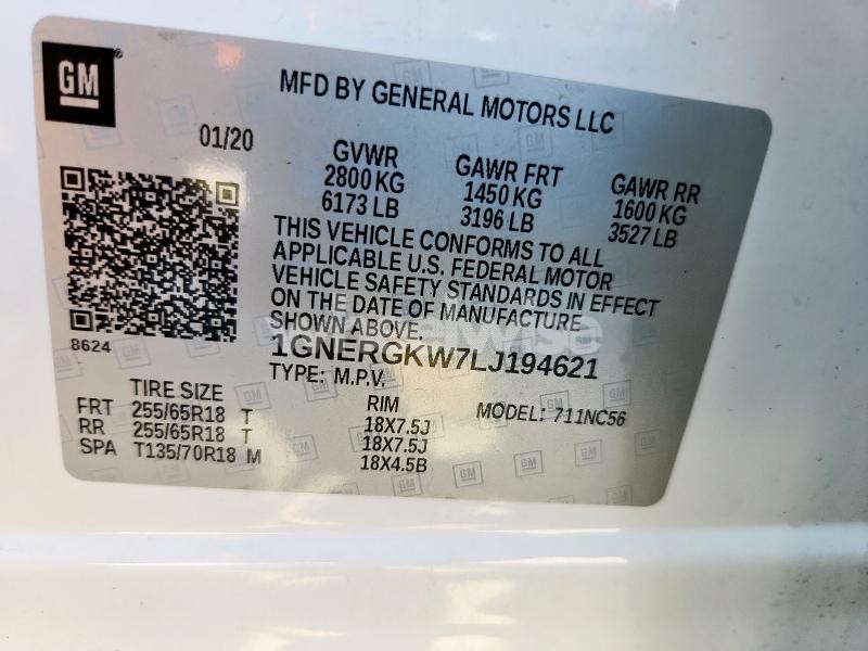 Photo 13 of 2020 CHEVROLET TRAVERSE LT (VIN 1GNERGKW7LJ194621)