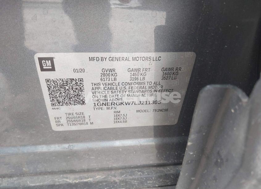 Photo 9 of 2020 Chevrolet Traverse FWD LT CLOTH (VIN 1GNERGKW7LJ211305)