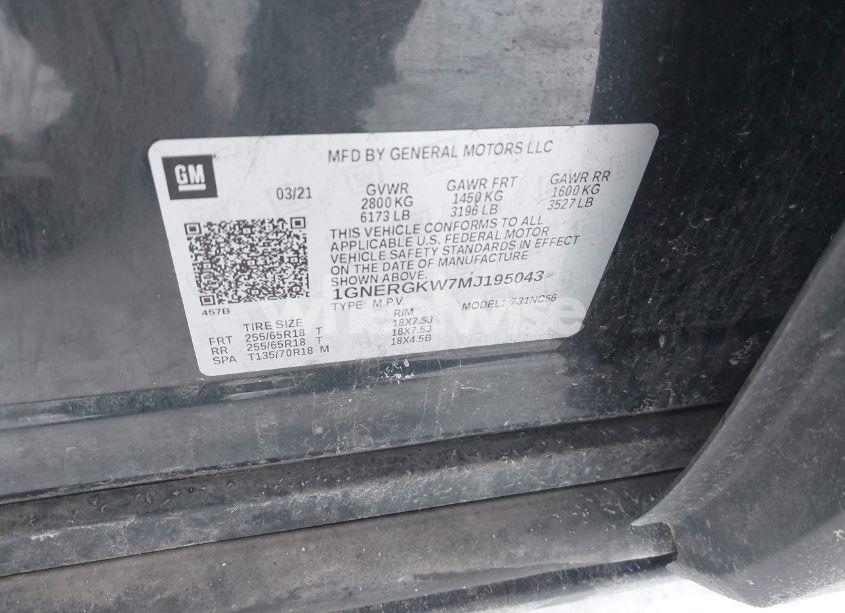 Photo 9 of 2021 Chevrolet Traverse FWD LT CLOTH (VIN 1GNERGKW7MJ195043)