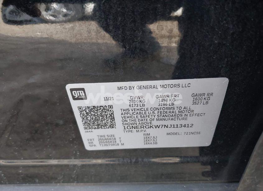 Photo 9 of 2022 Chevrolet Traverse FWD LT CLOTH (VIN 1GNERGKW7NJ113412)