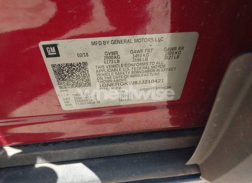 Photo 9 of 2018 Chevrolet Traverse 1LT (VIN 1GNERGKW8JJ210421)