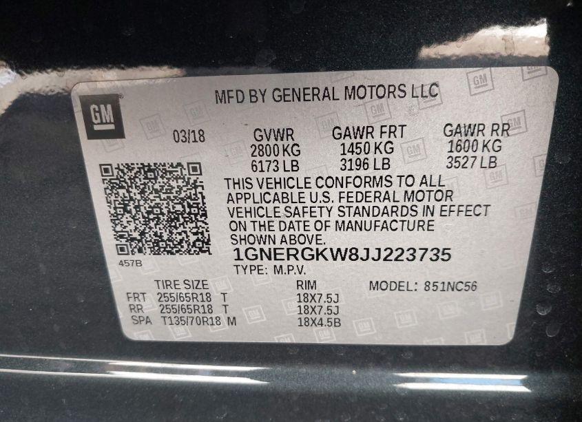 Photo 9 of 2018 Chevrolet Traverse 1LT (VIN 1GNERGKW8JJ223735)