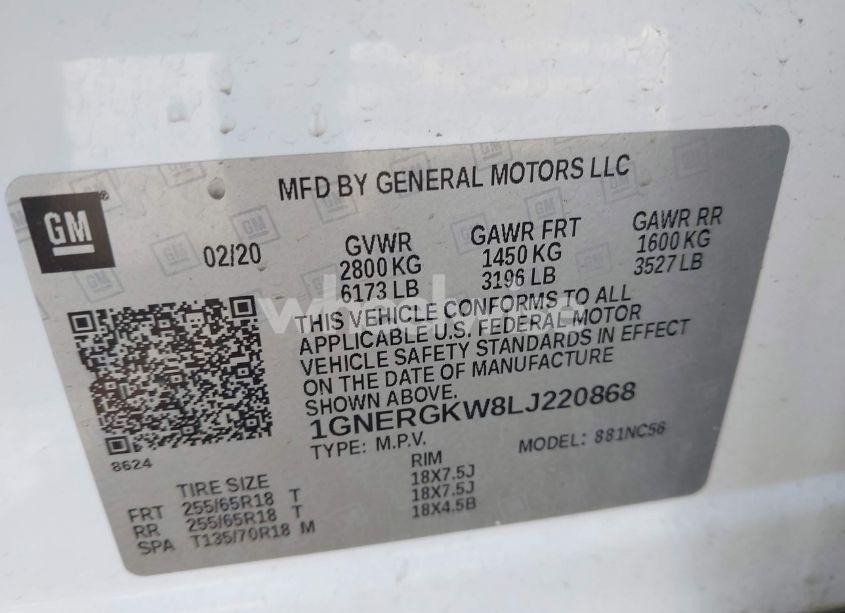 Photo 9 of 2020 Chevrolet Traverse FWD LT CLOTH (VIN 1GNERGKW8LJ220868)