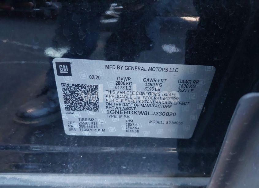 Photo 9 of 2020 Chevrolet Traverse FWD LT CLOTH (VIN 1GNERGKW8LJ230820)