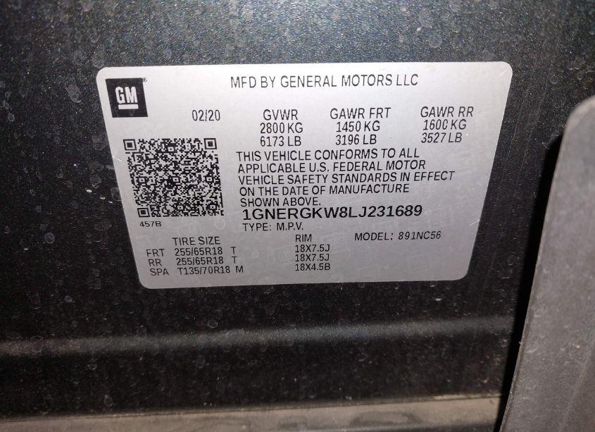 Photo 9 of 2020 Chevrolet Traverse FWD LT CLOTH (VIN 1GNERGKW8LJ231689)