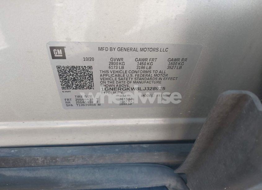 Photo 9 of 2020 Chevrolet Traverse FWD LT CLOTH (VIN 1GNERGKW8LJ328925)