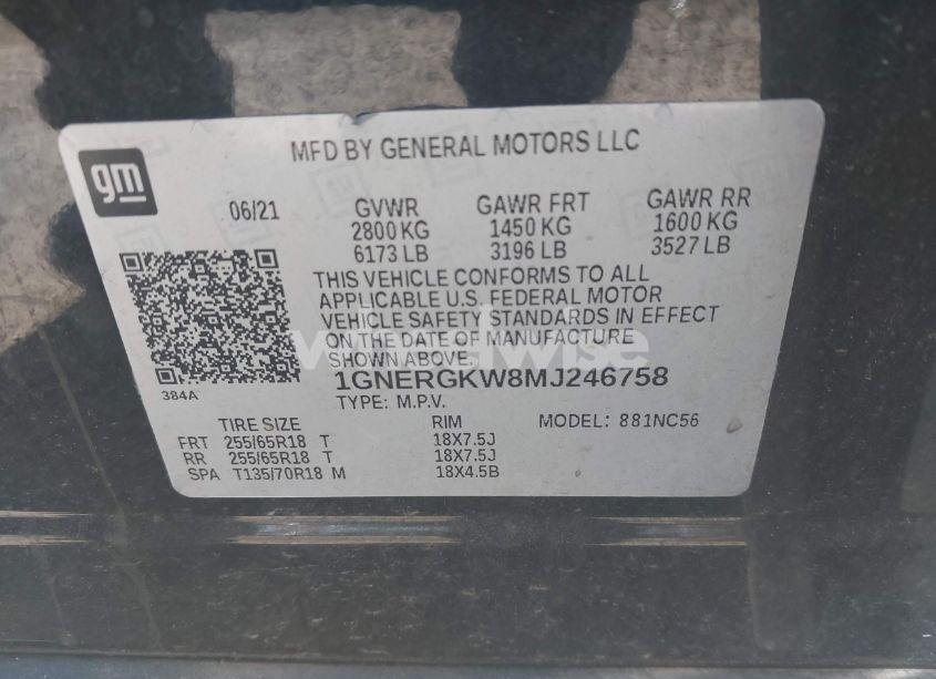 Photo 9 of 2021 Chevrolet Traverse FWD LT CLOTH (VIN 1GNERGKW8MJ246758)