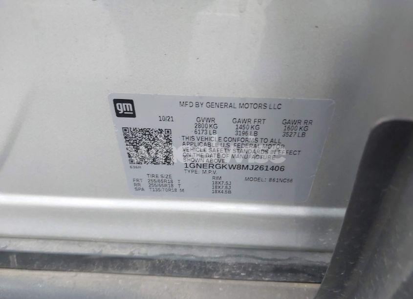 Photo 9 of 2021 Chevrolet Traverse LT CLOTH (VIN 1GNERGKW8MJ261406)