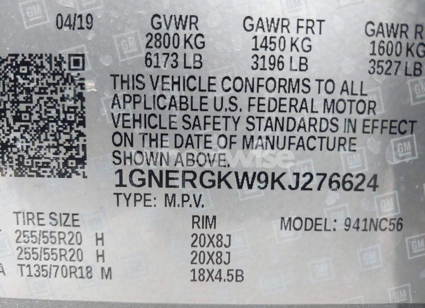 Photo 9 of 2019 Chevrolet Traverse 1LT (VIN 1GNERGKW9KJ276624)