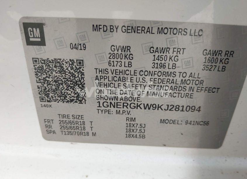 Photo 9 of 2019 Chevrolet Traverse 1LT (VIN 1GNERGKW9KJ281094)