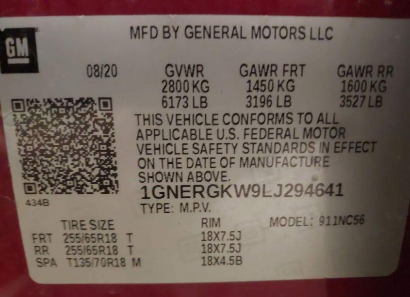 Photo 9 of 2020 Chevrolet Traverse FWD LT CLOTH (VIN 1GNERGKW9LJ294641)