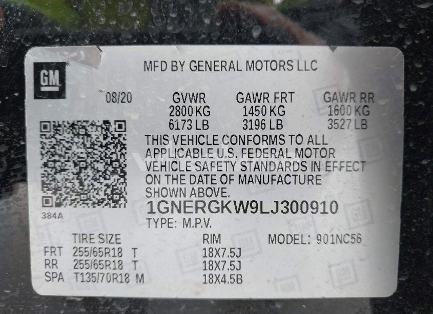 Photo 9 of 2020 Chevrolet Traverse FWD LT CLOTH (VIN 1GNERGKW9LJ300910)