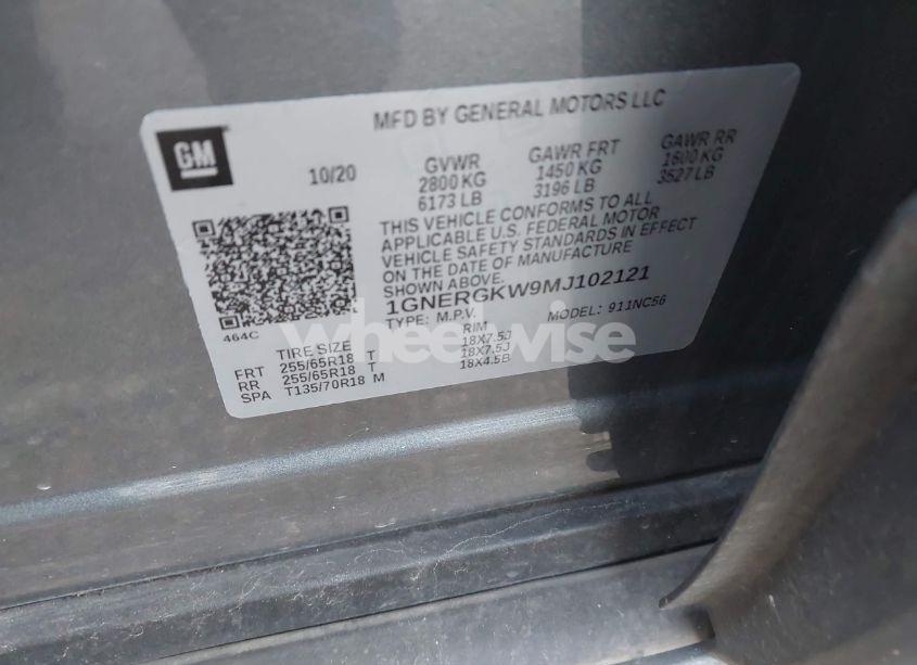 Photo 9 of 2021 Chevrolet Traverse FWD LT CLOTH (VIN 1GNERGKW9MJ102121)