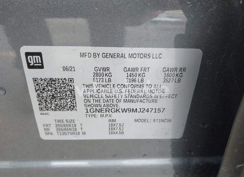 Photo 9 of 2021 Chevrolet Traverse FWD LT CLOTH (VIN 1GNERGKW9MJ247157)